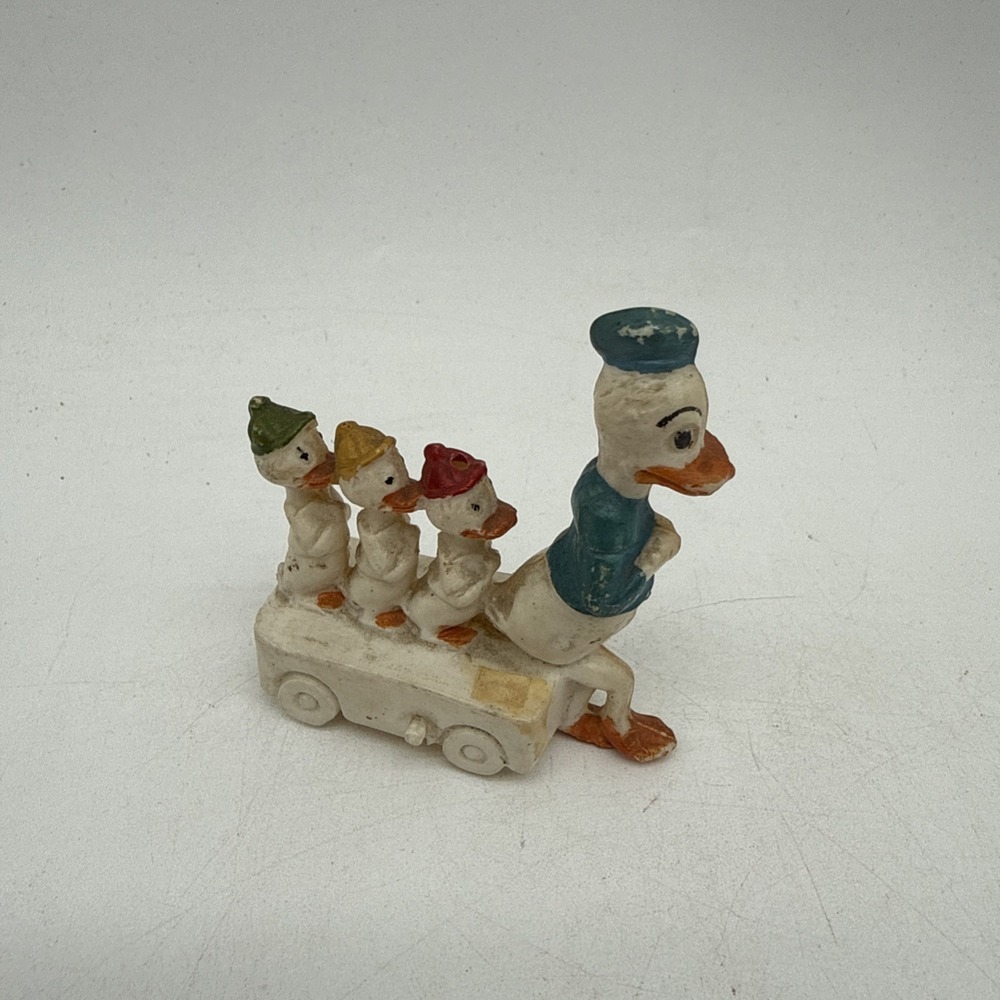 Vintage Donald Duck Huey Dewey Louie Plastic Pull Toy No String Made In Italy